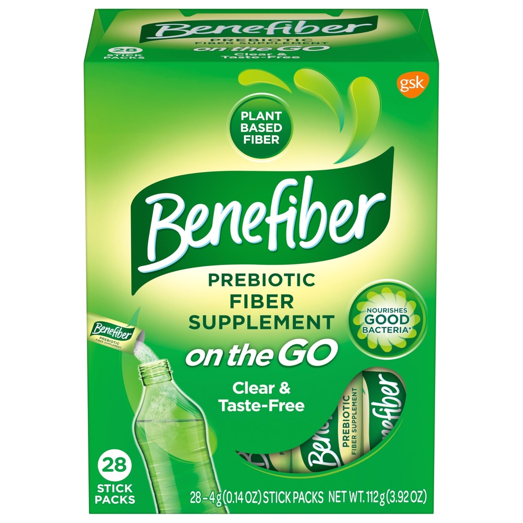 소화 건강을 위한 Go Prebiotic 섬유 보충교재 분말에 Benefiber, 매일 섬유, Unflavored - 28의 지팡이 (3.92 Ounces)