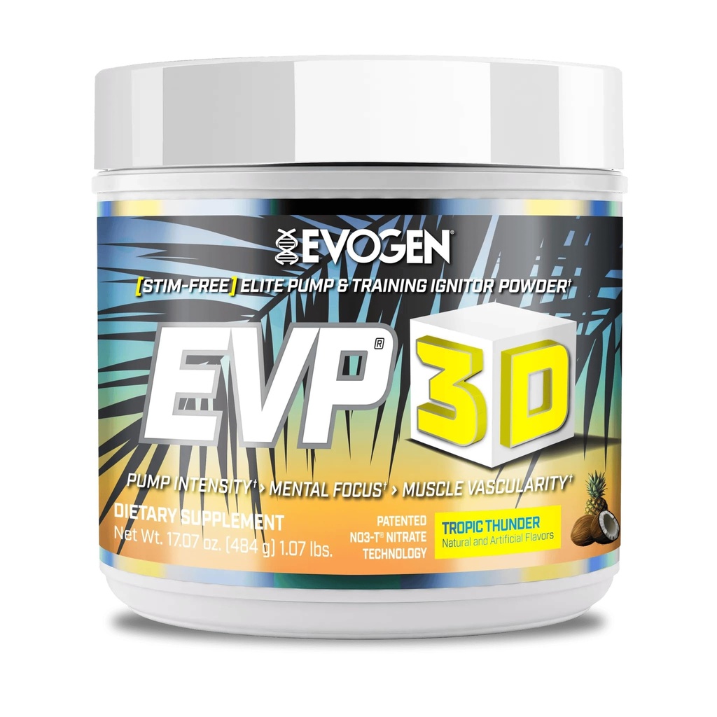Evogen EVP 3D - 남성 및 여성을위한 무료 사전 운동 분말 | Beta Alanine 및 Creatine와 설탕 무료 비 자극 사전 운동 에너지 및 펌프 | Tropic Thunder | 40 서빙