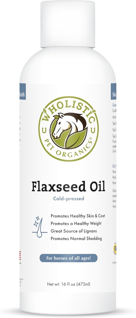 허물성 애완 동물 유기 Flaxseed 기름: 말을 위한 유기 Flaxseed 기름 - 산화를 억제하는 부유한 Rosemary 및 Omega 3, Cardio, Immune, 피부 및 외투 Health-16 Oz를 가진 Flax 기름 말 보충교재