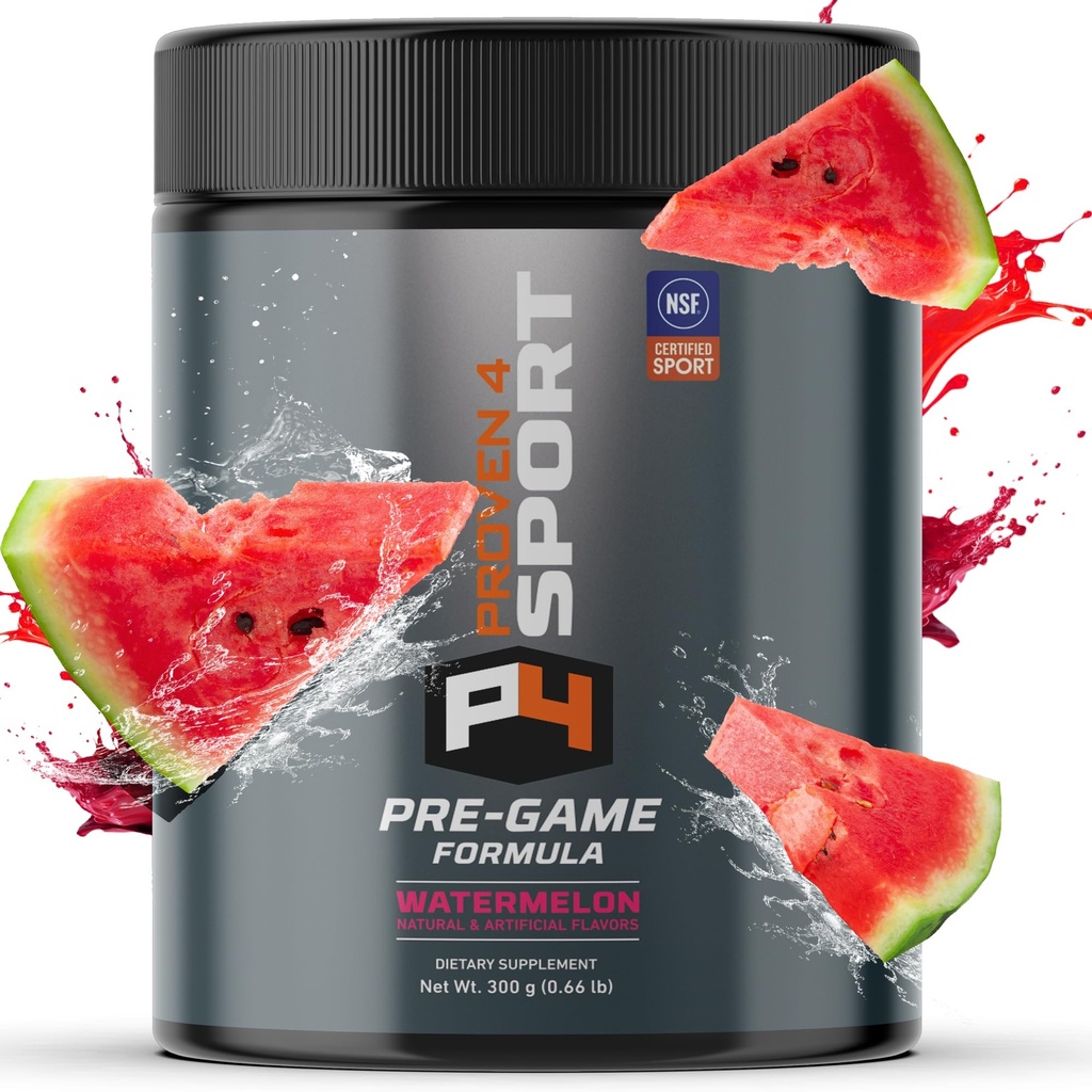 Proven4 Creatine와 남성과 여성을위한 사전 운동 분말 - Beta Alanine - Caffeine NSF 인증 사전 운동 에너지 보충 수박 30 서빙