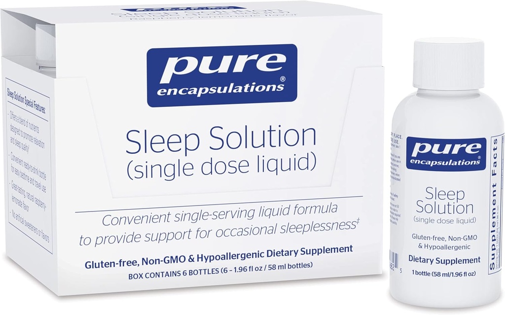 Pure Encapsulations Sleep Solution (단일 복용량 액체)는 Occasional Sleeplessness에 대한 지원을 제공합니다 | 6 병