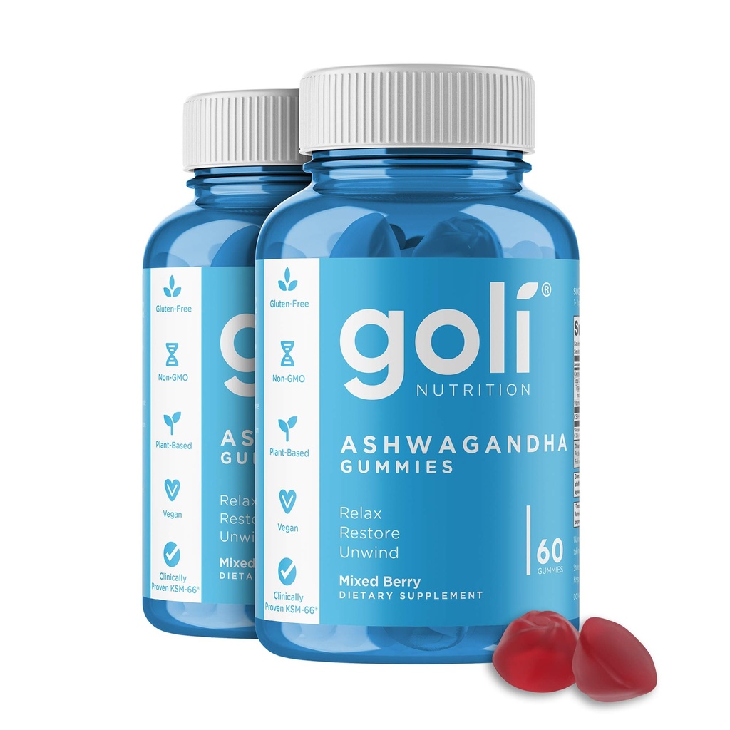 Goli Ashwagandha & 비타민 D 거미 120 조사 - 휴식. 관련 기사 기타 제품 (Mixed Berry, KSM-66, Vegan, 공장 기반, 비 GMO, 글루텐 프리 & 젤라틴 무료), 2 팩