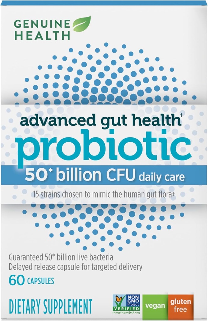 정품 건강 Probiotics, 50 억 CFU, 매일 케어, 15 디버스 스트라인, Soy Free, Gluten Free, Vegan Delayed-Release 캡슐 고급 Gut 건강 (60 개)