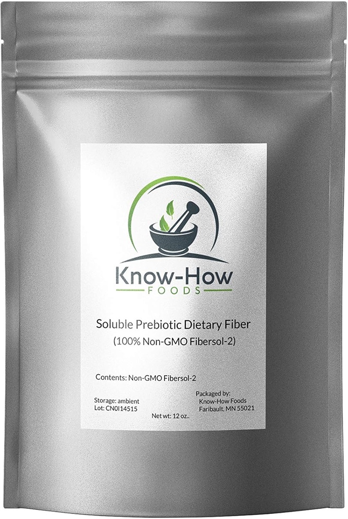 Know-How Foods Prebiotic Dietary Fiber (Non-GMO)는 Fibersol-2로 100%년을 만들었습니다: 12 oz 주머니