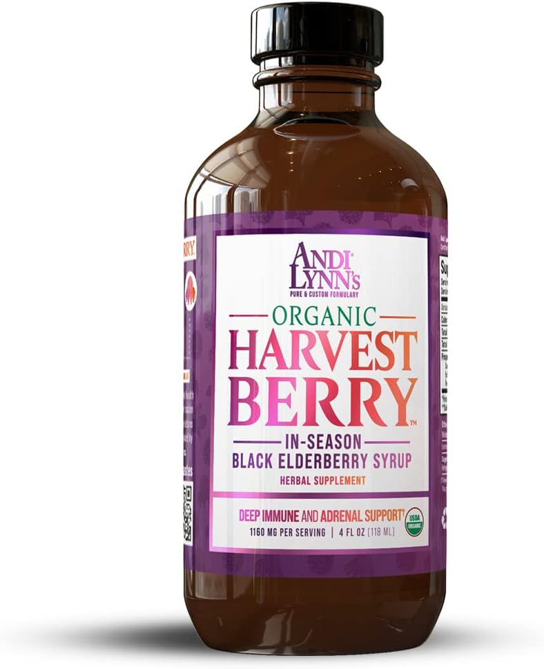 Andi Lynn의 유기 수확량 Berry Syrup for Kids and Adults – Immune Support - Therapeutic Formula - 4 Fl. Oz (패키지 1)