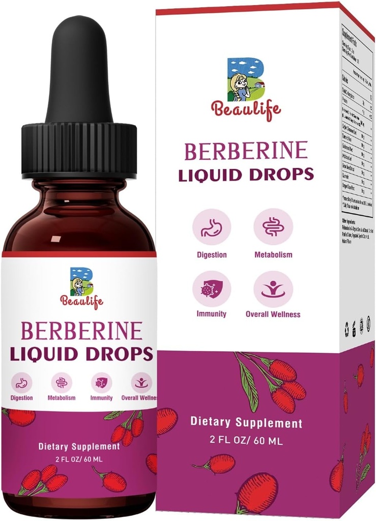 Berberine HCL 보충교재 - 황금 뿌리, Artichoke 잎, Ceylon Cinnamon, Berberine Veggie 보충교재를 가진 Berberine 액체 하락, 소화 체계 및 심장 건강 지원