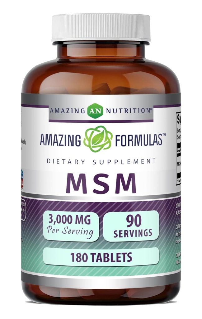 놀라운 수식 MSM (Methylsulfonylmethane) 보충 | 1500 Mg Per 서빙 보충 | 180 정제 | Non-GMO | 글루텐 프리 | 미국