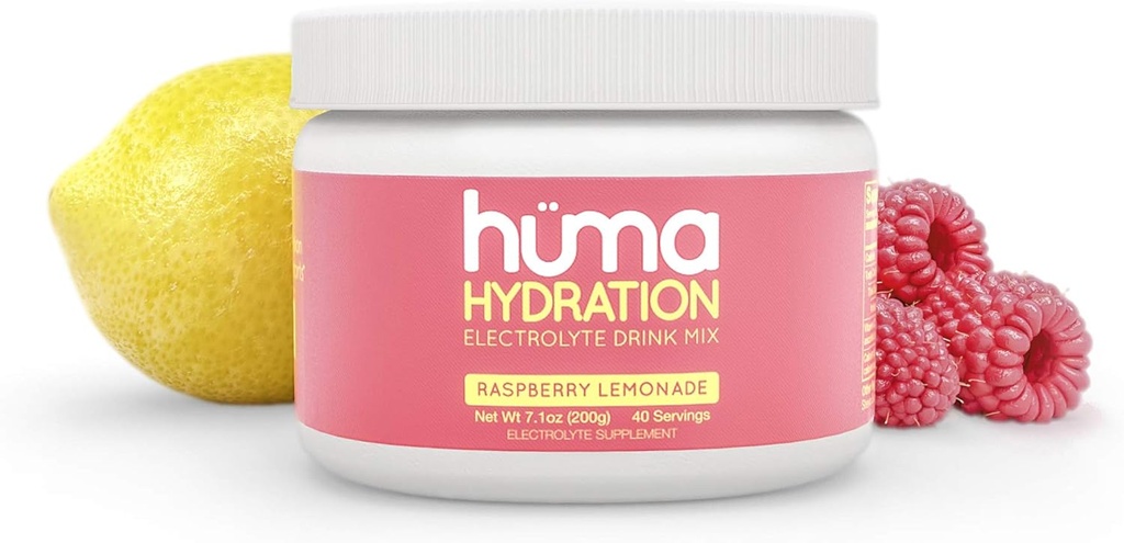 HUMA CHIA Hydration 음료 혼합, 라즈베리 Lemonade 40 서빙 - 낮은 칼로리, 높은 전해질 분말 - 100 % 천연, 1g 설탕, 10 칼로리