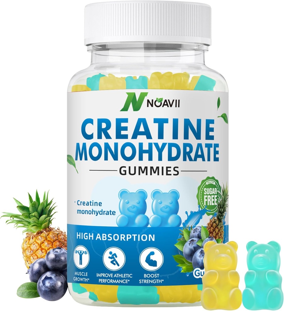 Creatine Monohydrate Gummies 남성 & 여성을 위한 5000mg, 근육 힘, 근육 건축업자, 에너지 부스트, 전 운동 보충교재 (90 조사) - 블루 베리 파인애플을 위한 Chewable Creatine Monohydrate