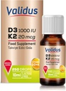 VALIDUS 비타민 D3K2 Drops - 높은 효능 비타민 D3 + K2 MK-7, 250 액체 드롭, 뼈 및 심장 건강을위한 향상된 흡수, 면역 기능 지원, 비 GMO, 글루텐 - 무료, 사용하기 쉬운, 10 ml