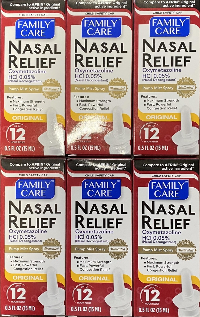 아수르 Nasal 기복 살포, 12 시간 펌프 안개 Oxymetazoline HCL, 0.5 fl. Oz (6 팩)