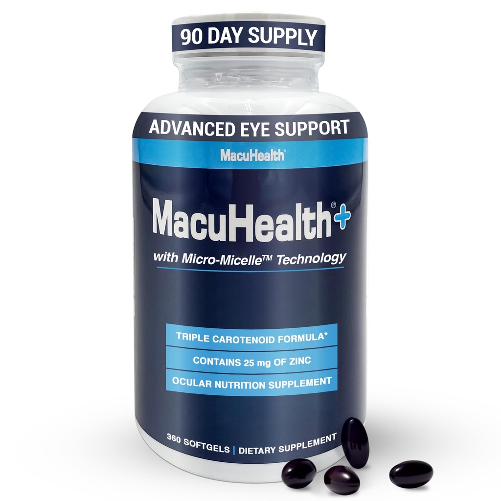 Macuhealth Plus+ 눈 비타민 성인을위한 보충 - 90 Lutein, Zeaxanthin 및 Meso-Zeaxanthin과 함께 하루 공급 - Unflavored, 아이를위한 비타민