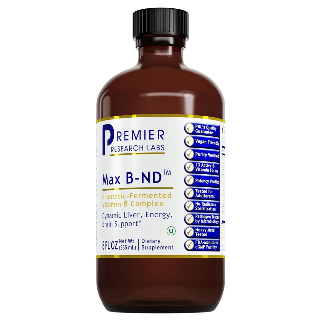 프리미어 리서치 연구소 최대 B-ND - 리퀴드 비타민 B 복합체 Liver & Brain Health, Thiamin, B12 및 B6-8 Fl Oz 병이있는 남성 및 여성을위한 하위 언어 드롭