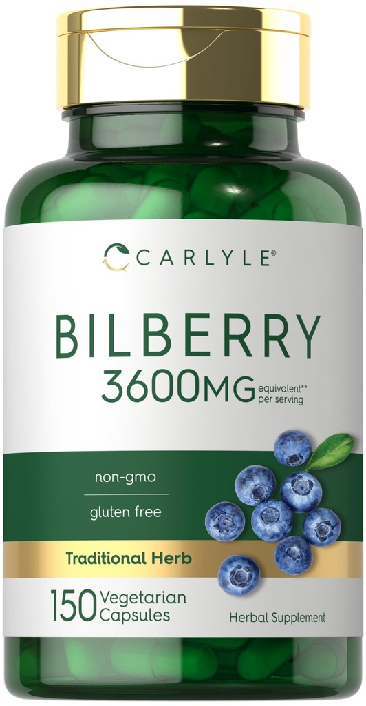 Carlyle Bilberry 추출 캡슐 | 3600mg | 150 개 | 채식주의, 비 GMO, 글루텐 무료 과일 보충