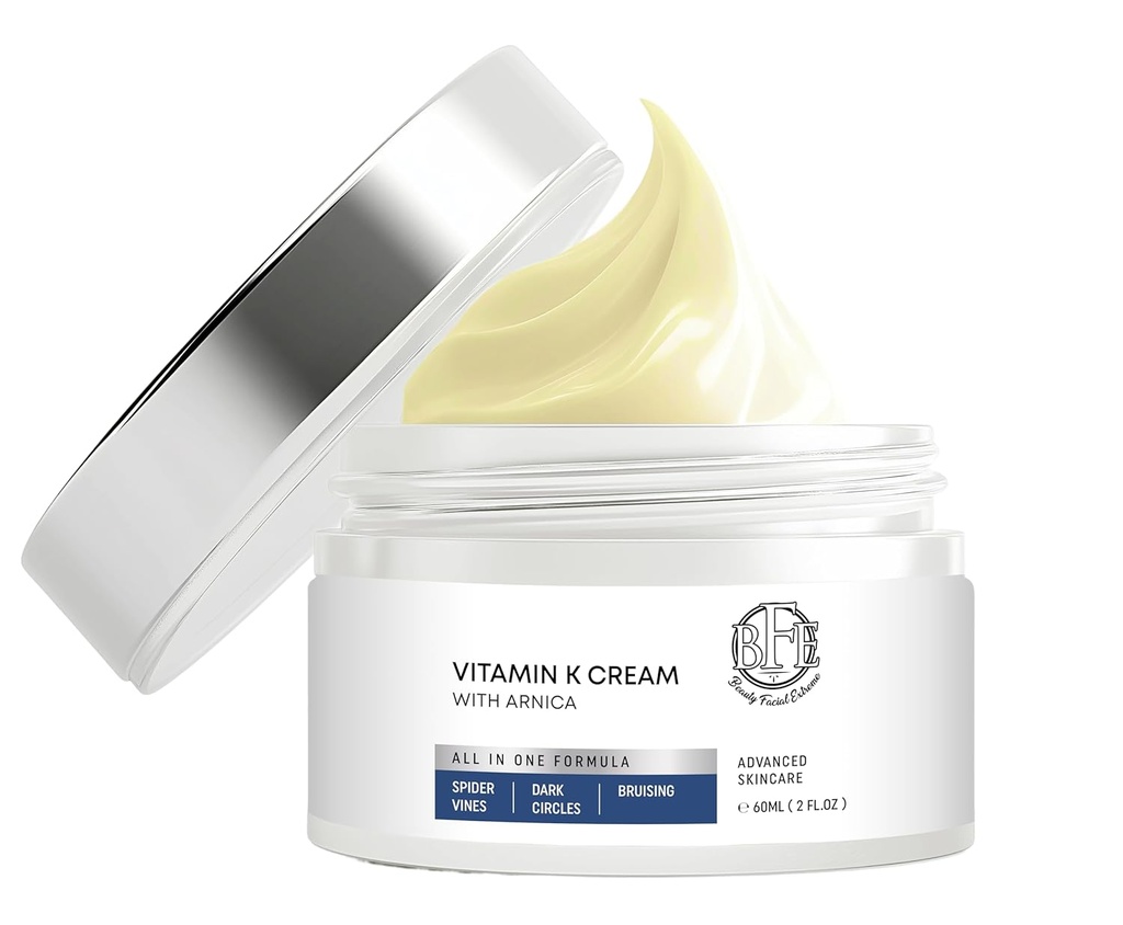 비타민 K 크림 Moisturizing 브루스 치유 공식. Bruising, Spider Veins & Broken Capillaries 용 어두운 반점 교정기. Eye Dark Circles, Fine Lines, Puffiness, & Wrinkles의 밑에 감소시킵니다.