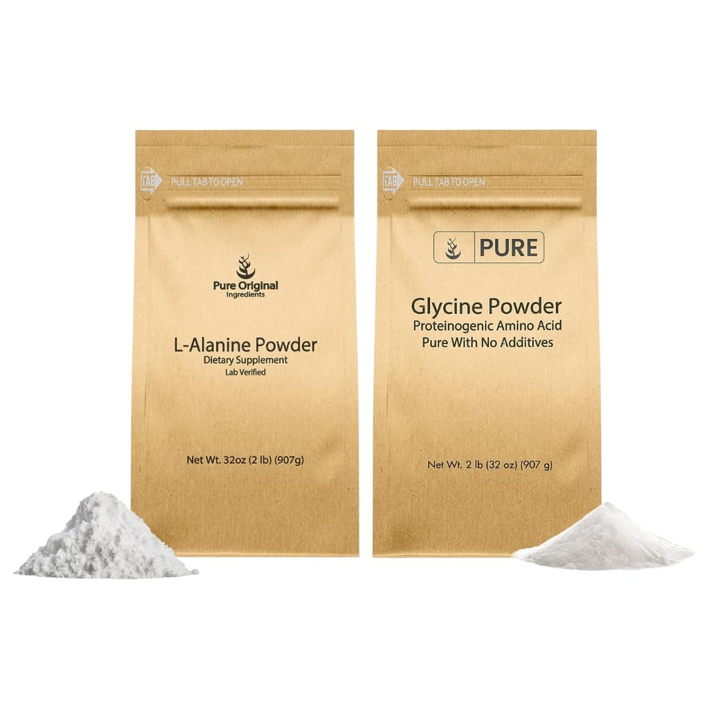 PURE ORIGINAL INGREDIENTS L-Alanine & 글리신 분말 번들 (2 lb 각각), 보충 분말, 순수한 & 희석