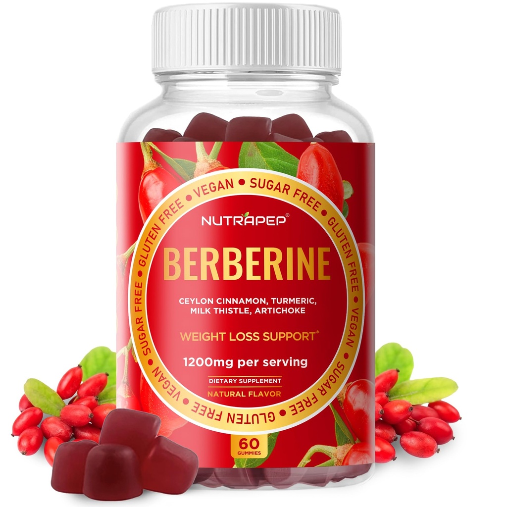 프리미엄 Berberine HCl GLP-1 체중 감량 Gummies (1200mg) Ceylon Cinnamon Turmeric Milk Thistle Artichoke - Sugar Free Gluten Free High Potency GLP1 지원 보충교재