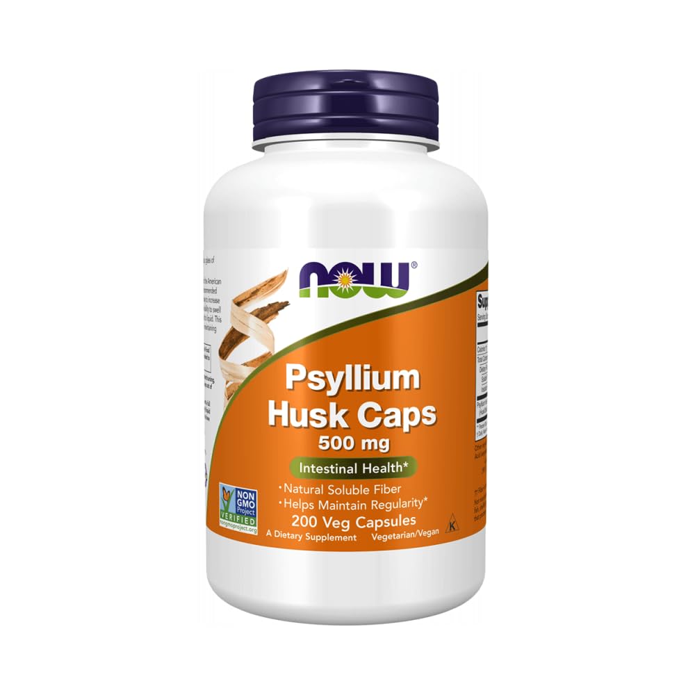 지금 음식은, 심황 Husk 모자 500 mg의 비 GMO 프로젝트 검증된, 자연적인 녹는 섬유, Intestinal Health*, 200 Veg 캡슐을 보충합니다
