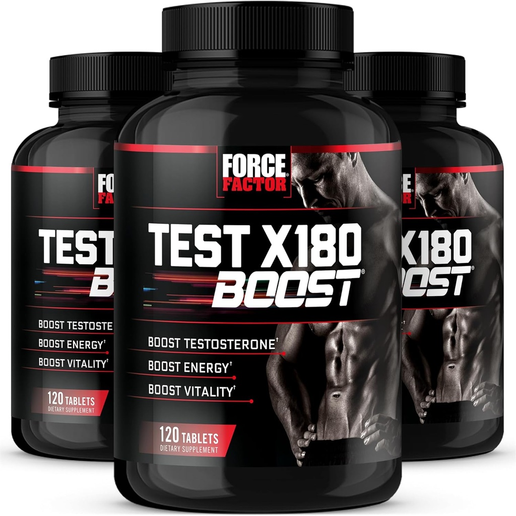 동력 인자 시험 X180 Boost, 남성을 위한 테스토스테론 승압기 그리고 에너지 보충교재, 부스트 에너지, 증가 stamina, 및 D-Aspartic 산과 Fenugreek, 120 조사와 더불어 Vitality를 강화하십시오 ( 3)의 포장