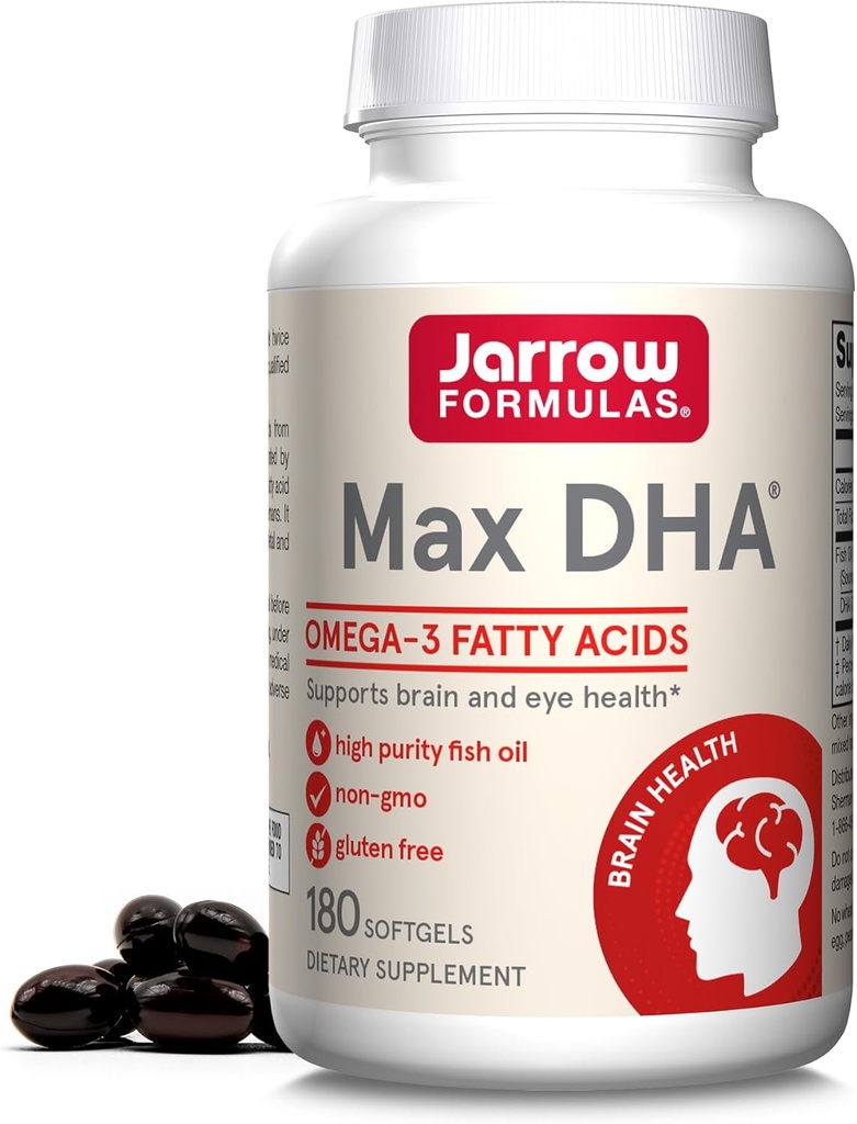 Jarrow 공식 MaxDHA - 180 Softgels - 높은 순수성 물고기 기름 - 보충교재 지원 뇌 & 눈 건강 - DHA에서 농축된 Omega-3 지방산 & Enriched에서 - 90의 서빙