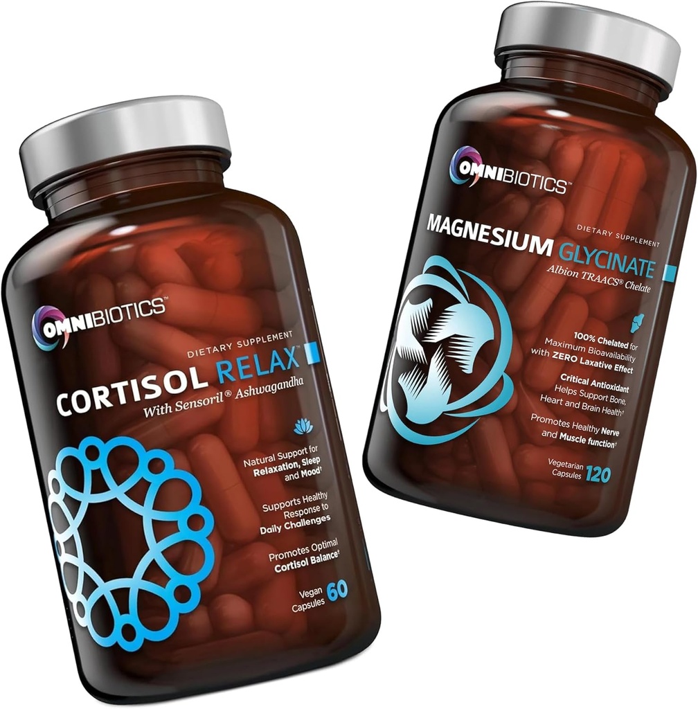 OmniBiotics Cortisol 휴식 보충교재 + 마그네슘 글리세라이드