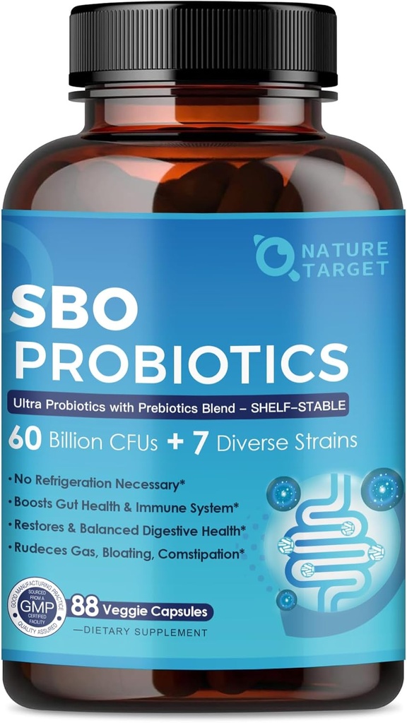 여성 및 남성 소화 건강, Immune, Gut Health, SBO Probiotic Support Occasional Constipation, Gas & Bloating, 88 Veggie Capsules에 대한 Prebiotics와 60 억 CFUs Spore Probiotics