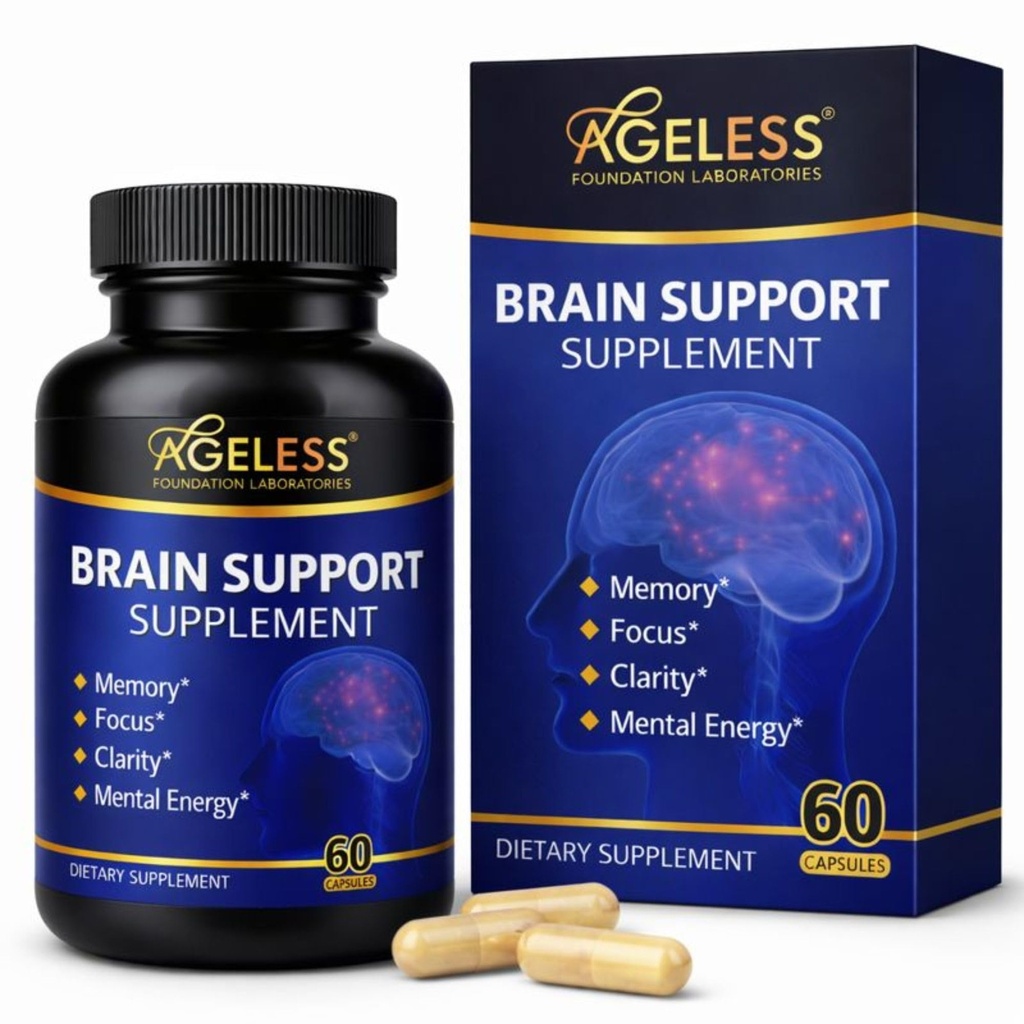 Memory and Focus & Cognitive Improvement를 위한 연령대 두뇌 보조제 | 남성용 Nootropic Brain Supplement | 비타민 B6, B12, 60 캡슐 포함