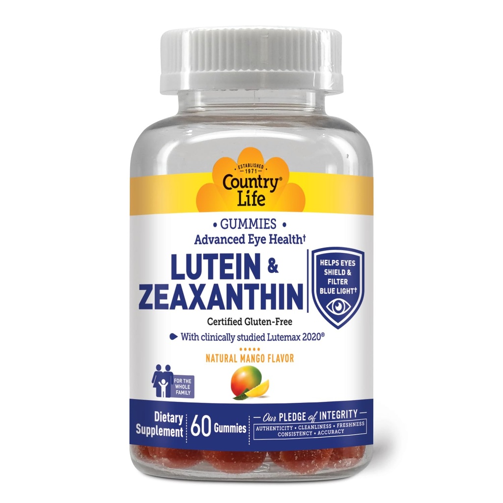Lutemax 2020, 60 Ct, Chewable Natural Eye Support Supplement, Marigold Lutein, Zeaxanthin, Eye Health & Macular Support, Non-GMO, Natural Fruit Pectin, Vegan와 함께 국가 생활 루테인 구미