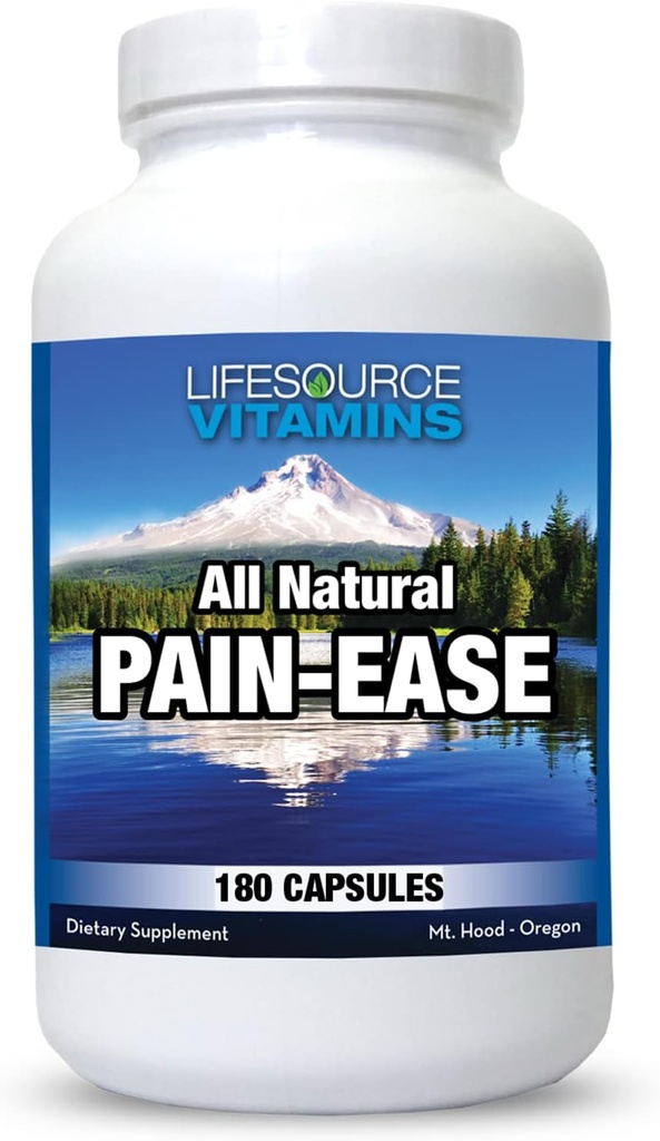 LifeSource Vitamins All Natural Pain Ease – 20 Synergistic Herbs and Enzymes that Naturally & Safely Support: Headaches & Migraines - 무릎 – 어깨 – 관절 – 다리 통증 – 긴장
