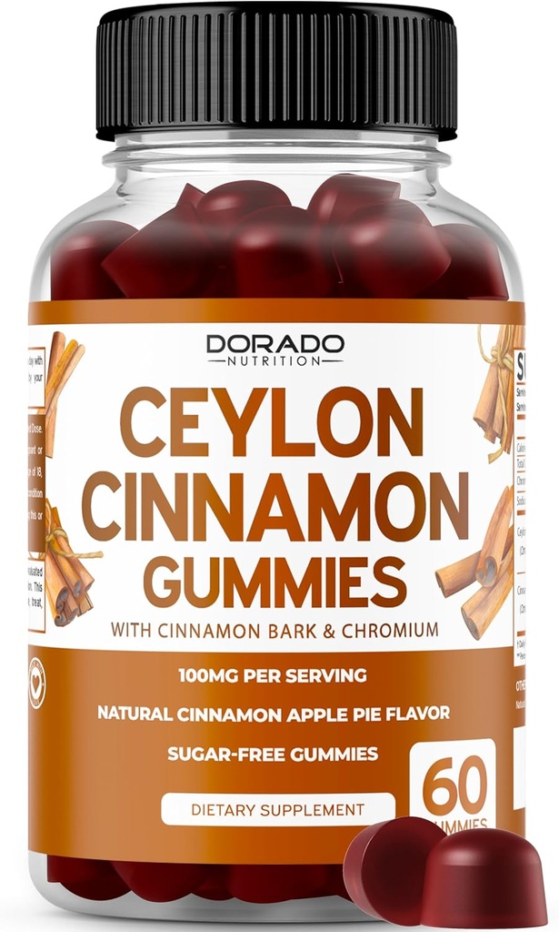 Ceylon Cinnamon Gummies (60 카운트) Apple Cider Vinegar Cinnamon, Turmeric, Berberine & Ginseng for Digestion 전체 웰빙 지원 - Ceylon 보충제 - Vegan Safe & USA Made