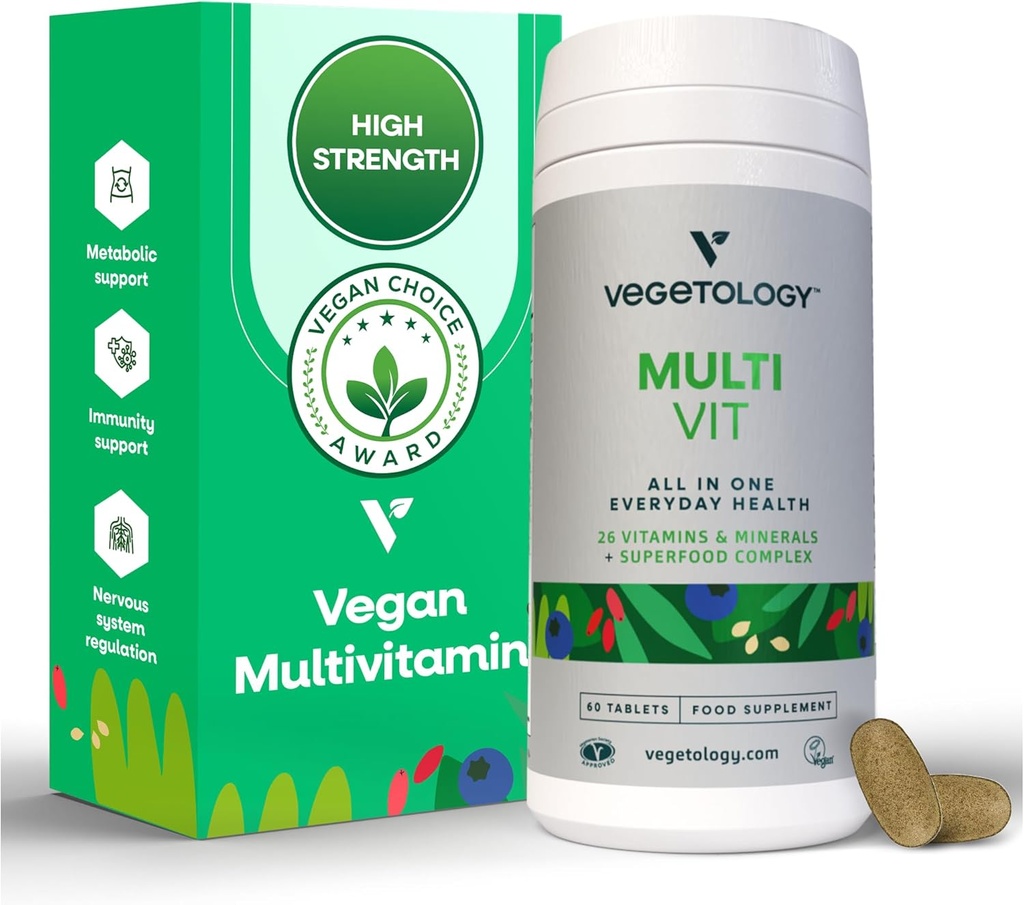 MultiVit Vegan Multivitamin 보충교재, 26 비타민 & 무기물 – 대사를 위한 비타민 보충교재, 뇌 기능 & 면역 지원 – 여자를 위한 Multivitamin, 남자 & 아이들