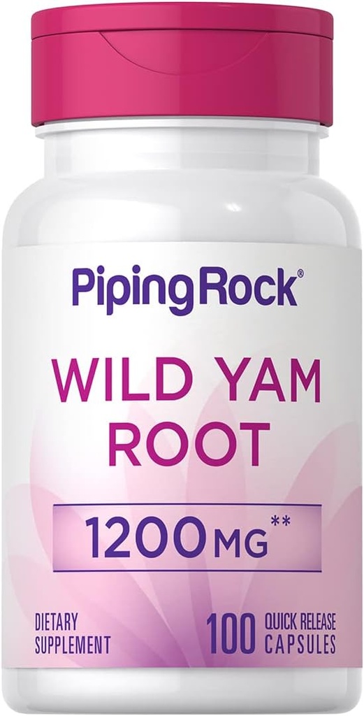 Piping Rock Wild Yam Root Capsules 1200mg | 100 개 | 추출물 보충 | 글루텐 무료, 비 GMO
