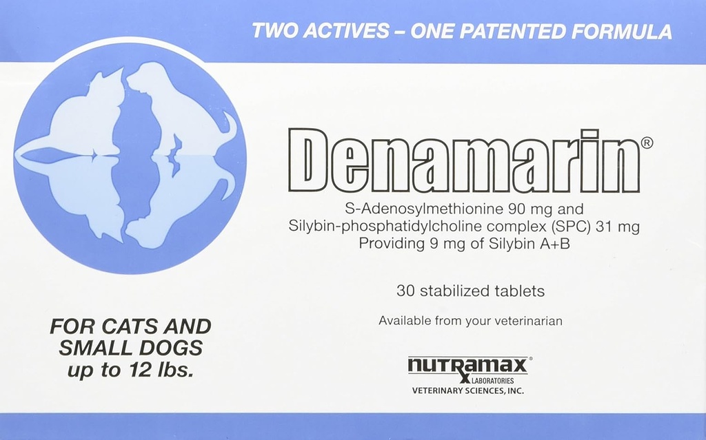 Nutramax Laboratories Denamarin Liver 건강 보충 작은 개와 고양이 - S-Adenosylmethionine (SAMe) 및 Silybin, 30 정제