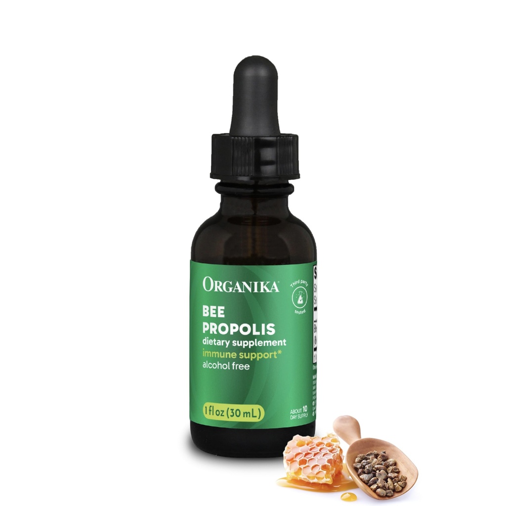 Organika Bee Propolis Tincture 1 oz : Vegan Propolis 추출물 - Throat 및 호흡 - 글루텐, GMO 및 인공 향료의 무료 - 10 Day Prop Drops 공급