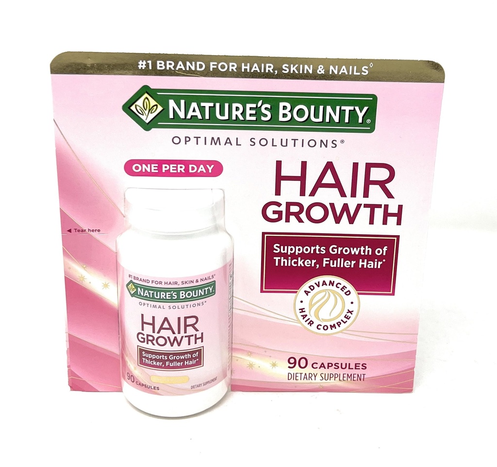 Nature's Bounty Hair Growth Supplement, 1 Per Day, 임상적으로 Biotin, Silicon & Arginine, 90 캡슐과 함께 더 두꺼운, Fuller Hair를 지원하기 위해 쇼