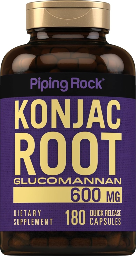 Piping Rock Glucomannan 캡슐 600mg | 180 알약 | Konjac 뿌리 섬유 보충교재 | Non-GMO, 글루텐 무료