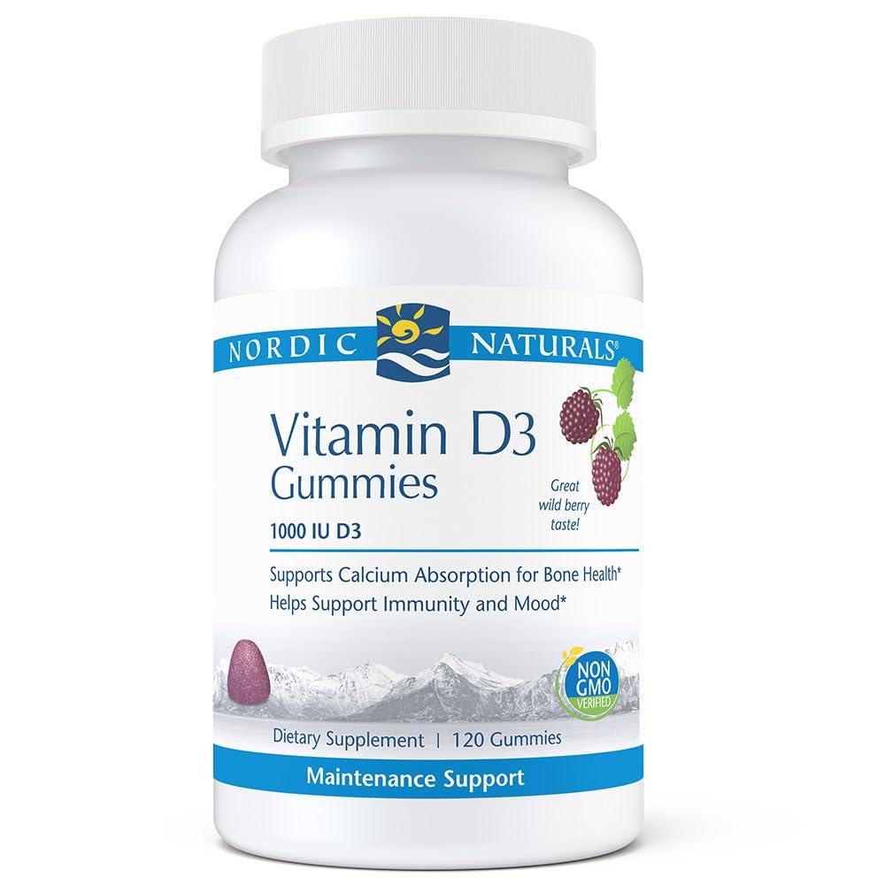 Nordic Naturals Pro Vitamin D3 Gummies, Wild Berry - 120 Gummies - 1000 IU 비타민 D3 - 훌륭한 맛 - 건강한 Bones, Mood & Immune System Function - Non-GMO - 120 서빙