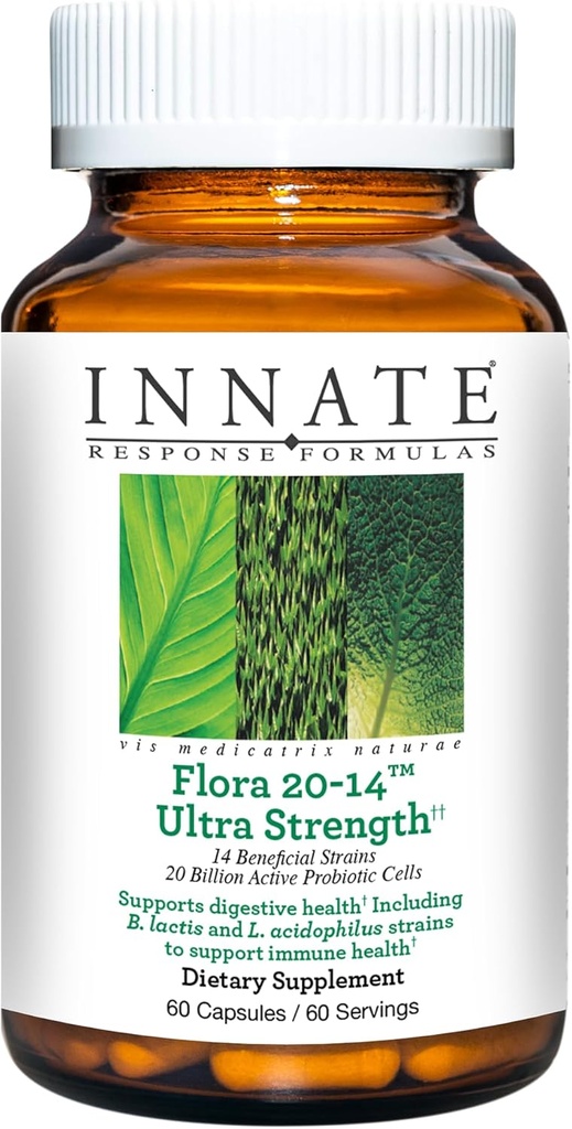 Innate Response Formulas Flora 20-14 Ultra Strength - 20 Billion CFU가있는 Probiotic 보충 - 14 Probiotic Strains - 채식주의 및 비 GMO - 9 Food 알레르기없이 제작 - 60 Caps ules