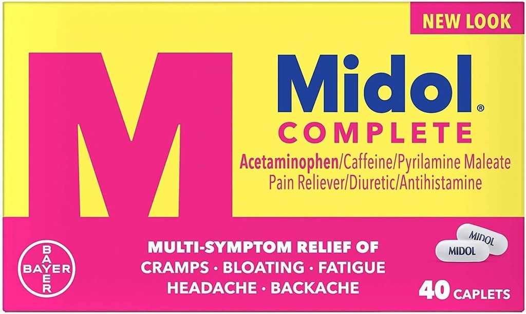 Midol는 최대 힘 고통 Reliever Caplets 40 ea를 완료합니다 (4의 포장)