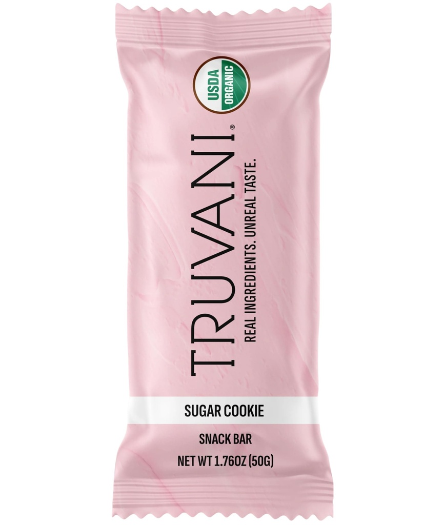 Truvani Plant Based Snack Bar | 설탕 쿠키 1 팩 | 6g Protein | USDA Organic and Vegan | The Only Bar | Dairy, Soy, Gluten Free | 개별적으로 포장