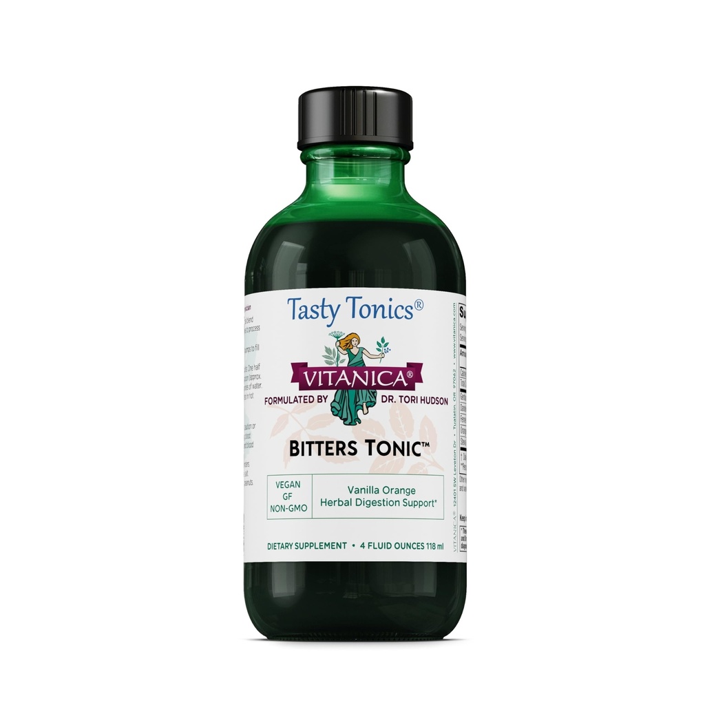 Vitanica Bitters Tonic, 액체 소화 보충교재, 소화 지원, 알콜 자유로운, 바닐라 오렌지, 채식주의자, 4 Ounce (Bitters Tonic)