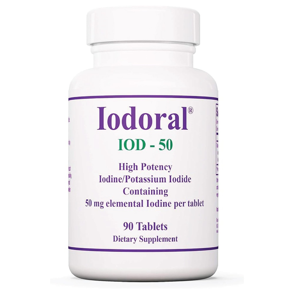 Optimox Iodoral 50 mg 보충교재 - 칼륨 Iodide 정제, 갑상선 지원, 매일 비타민 및 무기물, Lugol의 요오드 해결책 - 90 조사