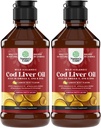 아이슬란드 야생 겁에 질린 Cod Liver 오일 액체 - 오메가 3, EPA, DHA, 비타민 D 및 A - 심장, 관절, 두뇌 및 면역 지원을위한 액체 코드 간질 보충 - 240 ml (8 Ounce) 2 팩