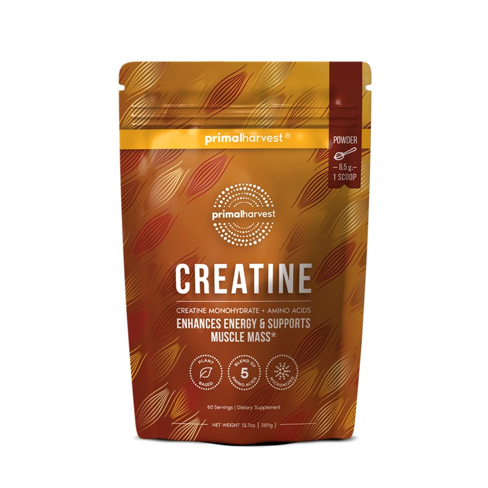 Primal Harvest Creatine 분말은 남성과 여성 휘트니스, 운동 및 근육 성장을 위해 보충, 회복, 힘, 에너지 및 지구력 (1)를 촉진하는 것을 돕기 위하여 보충합니다