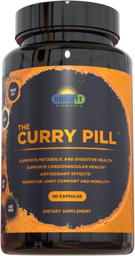 Curry Pill - 90의 조사 규정식은 고추, 마늘, Ginger, Cayenne 및 Black Pepper로 보충합니다.