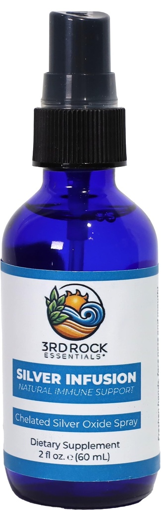 3rd Rock Essentials | 실버 인퓨전 150 PPM 킬레이트 실버 산화물 스프레이 다이어트 보충 | 모든 천연 액체 실버 스프레이 면역 지원 보충교재 | 모든 자연 건강 관리 (2 oz.)