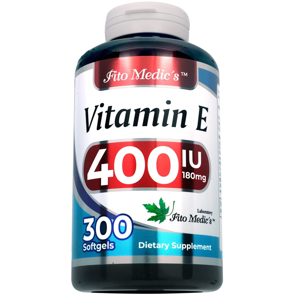FITO MEDIC의 실험실 - 비타민 e - 400 IU, 300 Softgels of - 순수한 비타민 e 기름 - 산화 방지제 지원 비타민 e 캡슐을 위해 - 매우 높은 흡수 비타민 e.