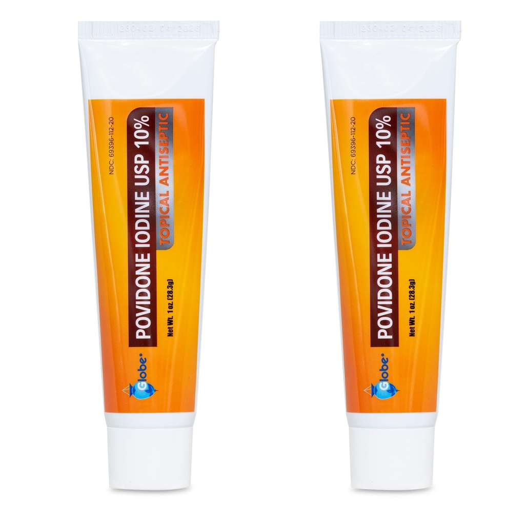 글로브 (2 팩) Povidone Iodine 10 % 첫 번째 보조 연고 1 Oz, 컷 스크랩 버너 ( Betadine에 비교)
