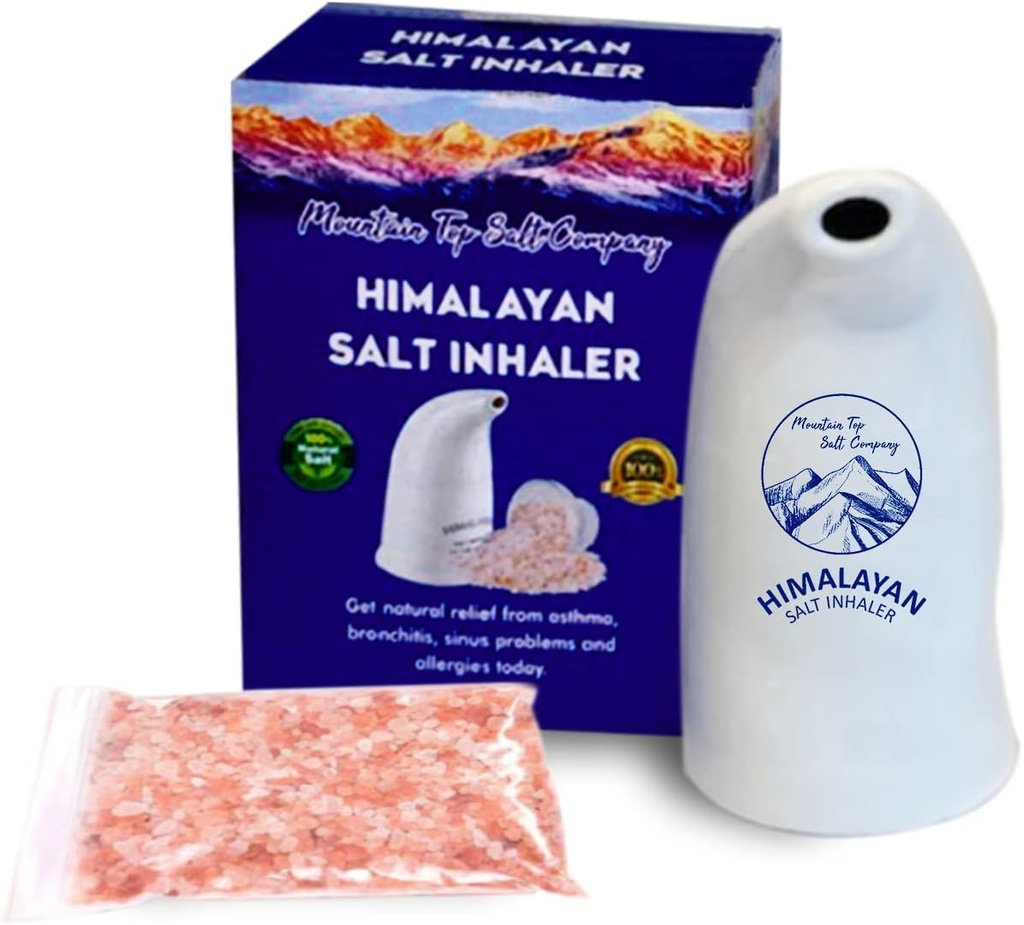 Himalayan 핑크 크리스탈 소금과 세라믹 Himalayan 소금 흡입기 – 알레르기, Asthma 구호 및 기타 호흡 조건 – 핸드 헬드 및 휴대용
