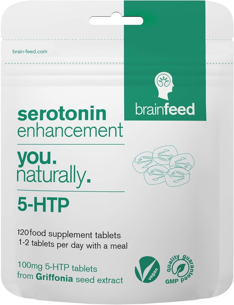 세로토닌 보충제 (120) | 1 일 세로토닌 계류 지원 | Griffonia Seed Extract의 정제 당 5HTP 100mg | 천연 세로토닌 부스터 | 3 개월 공급
